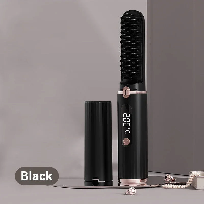 Wireless Negative Ion Straight Hair Comb For Home Travel Portable Electric Heating Anti-scalding Hair Straightener For Women